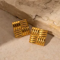 1 Pair IG Style Simple Style Square Solid Color Plating 316 Stainless Steel  Ear Studs main image 3