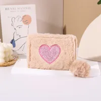 Women's Heart Shape Plush Zipper Coin Purses sku image 2