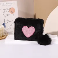 Women's Heart Shape Plush Zipper Coin Purses sku image 3