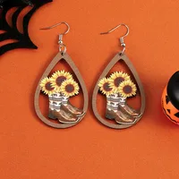 Wholesale Jewelry Classic Style Insect Spider Wood Printing Earrings sku image 3