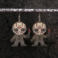 Wholesale Jewelry Classic Style Insect Spider Wood Printing Earrings main image 2