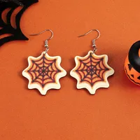 Wholesale Jewelry Classic Style Insect Spider Wood Printing Earrings sku image 2