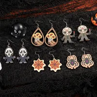 Wholesale Jewelry Classic Style Insect Spider Wood Printing Earrings main image 3