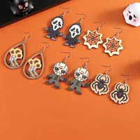 Wholesale Jewelry Classic Style Insect Spider Wood Printing Earrings main image 1