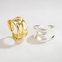 18K Gold Plated Silver Plated 925 Sterling Silver Paisley Round Solid Color Wide Band Rings Open Rings Rings main image 1