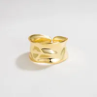 18K Gold Plated Silver Plated 925 Sterling Silver Paisley Round Solid Color Wide Band Rings Open Rings Rings main image 2