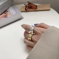 18K Gold Plated Silver Plated 925 Sterling Silver Paisley Round Solid Color Wide Band Rings Open Rings Rings main image 3