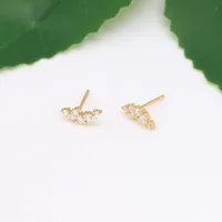 1 Pair Ig Style Korean Style Geometric Inlay Sterling Silver Zircon Ear Studs main image 1