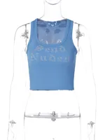 Casual Letters Hot Drill U-neck Sleeveless Short Vest Wholesale sku image 3