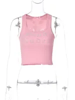 Casual Letters Hot Drill U-neck Sleeveless Short Vest Wholesale sku image 11