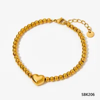304 Stainless Steel 16K Gold Plated White Gold Plated Gold Plated Simple Style Beaded Plating Heart Shape Bracelets Necklace sku image 2