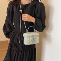 Women's Small Yarn Color Block Basic Streetwear Square Zipper Shoulder Bag Crossbody Bag Chain Bag main image 2