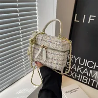 Women's Small Yarn Color Block Basic Streetwear Square Zipper Shoulder Bag Crossbody Bag Chain Bag main image 4
