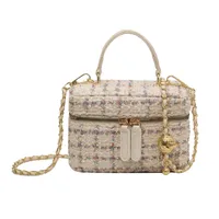 Women's Small Yarn Color Block Basic Streetwear Square Zipper Shoulder Bag Crossbody Bag Chain Bag main image 5