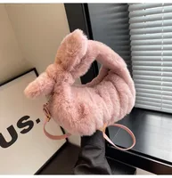 Women's Small Plush Solid Color Elegant Bucket Zipper Shoulder Bag Handbag Crossbody Bag sku image 2