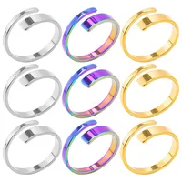 Wholesale Jewelry Commute Solid Color 304 Stainless Steel 18K Gold Plated Polishing Open Rings main image 2