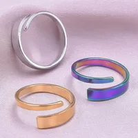 Wholesale Jewelry Commute Solid Color 304 Stainless Steel 18K Gold Plated Polishing Open Rings main image 4
