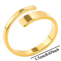 Wholesale Jewelry Commute Solid Color 304 Stainless Steel 18K Gold Plated Polishing Open Rings sku image 3
