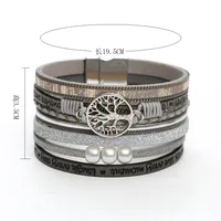 British Style Bc1035 Lucky Tree Magnetic Buckle Pearl Leather Patchwork Women's Bangle main image 5