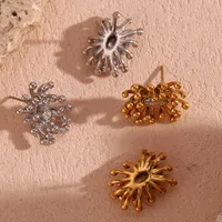 1 Pair Simple Style Flower Plating Inlay 304 Stainless Steel Zircon 18K Gold Plated Ear Studs main image 4