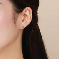 1 Pair 925 Sterling Silver Zircon Square Ear Studs main image 2