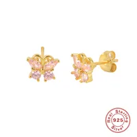 1 Pair Casual Simple Style Streetwear Geometric Mushroom Butterfly Inlay Sterling Silver Zircon Ear Studs main image 4