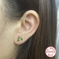 1 Pair Casual Simple Style Streetwear Geometric Mushroom Butterfly Inlay Sterling Silver Zircon Ear Studs main image 3
