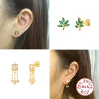 1 Pair Casual Simple Style Streetwear Geometric Mushroom Butterfly Inlay Sterling Silver Zircon Ear Studs main image 5