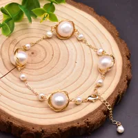Original Design Geometric Freshwater Pearl Copper Plating Pearl 18k Gold Plated Bracelets main image 1