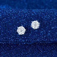 1 Pair Simple Style Geometric Plating Inlay Sterling Silver Zircon White Gold Plated Ear Studs main image 3
