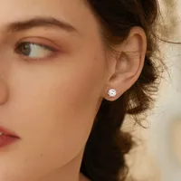 1 Pair Simple Style Geometric Plating Inlay Sterling Silver Zircon White Gold Plated Ear Studs main image 2