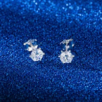1 Pair Simple Style Geometric Plating Inlay Sterling Silver Zircon White Gold Plated Ear Studs main image 4