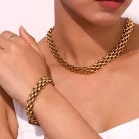 Wholesale Jewelry Simple Style Solid Color 304 Stainless Steel 18K Gold Plated Plating Bracelets Necklace main image 5