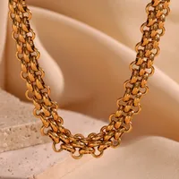 Wholesale Jewelry Simple Style Solid Color 304 Stainless Steel 18K Gold Plated Plating Bracelets Necklace main image 4