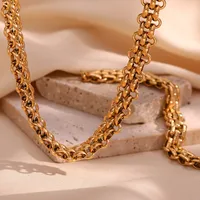 Wholesale Jewelry Simple Style Solid Color 304 Stainless Steel 18K Gold Plated Plating Bracelets Necklace main image 1
