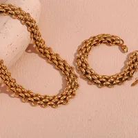 Wholesale Jewelry Simple Style Solid Color 304 Stainless Steel 18K Gold Plated Plating Bracelets Necklace main image 3