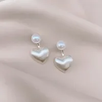 1 Pair 2 Pairs Simple Style Heart Shape Plating Inlay Alloy Pearl Drop Earrings main image 3