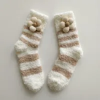 Women's Cute Japanese Style Stripe Flower Polyester Crew Socks A Pair sku image 2