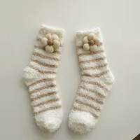 Women's Cute Japanese Style Stripe Flower Polyester Crew Socks A Pair sku image 3