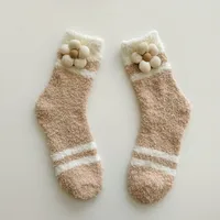 Women's Cute Japanese Style Stripe Flower Polyester Crew Socks A Pair sku image 1