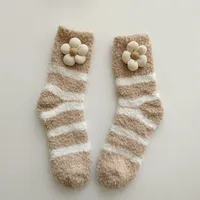 Women's Cute Japanese Style Stripe Flower Polyester Crew Socks A Pair sku image 5