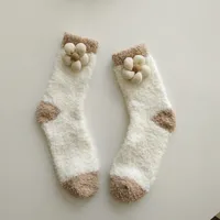 Women's Cute Japanese Style Stripe Flower Polyester Crew Socks A Pair sku image 4