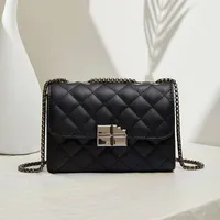 Women's Small Pu Leather Solid Color Basic Streetwear Square Open Shoulder Bag Crossbody Bag Chain Bag sku image 1
