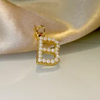 Wholesale Jewelry Fashion Letter Imitation Pearl Freshwater Pearl Copper Necklace sku image 24