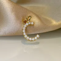 Wholesale Jewelry Fashion Letter Imitation Pearl Freshwater Pearl Copper Necklace sku image 3
