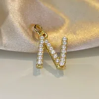 Wholesale Jewelry Fashion Letter Imitation Pearl Freshwater Pearl Copper Necklace sku image 11