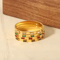 Vintage Style Simple Style Circle Color Block 304 Stainless Steel Bangle In Bulk main image 2