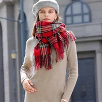 Korean Style Contrast Color Check Retro Artificial Cashmere Scarf Women's Winter Neck Warmer Warm All-matching Fashion Ins Factory Wholesale main image 4