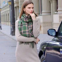 Korean Style Contrast Color Check Retro Artificial Cashmere Scarf Women's Winter Neck Warmer Warm All-matching Fashion Ins Factory Wholesale main image 3