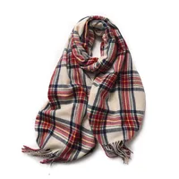 Korean Style Contrast Color Check Retro Artificial Cashmere Scarf Women's Winter Neck Warmer Warm All-matching Fashion Ins Factory Wholesale sku image 7